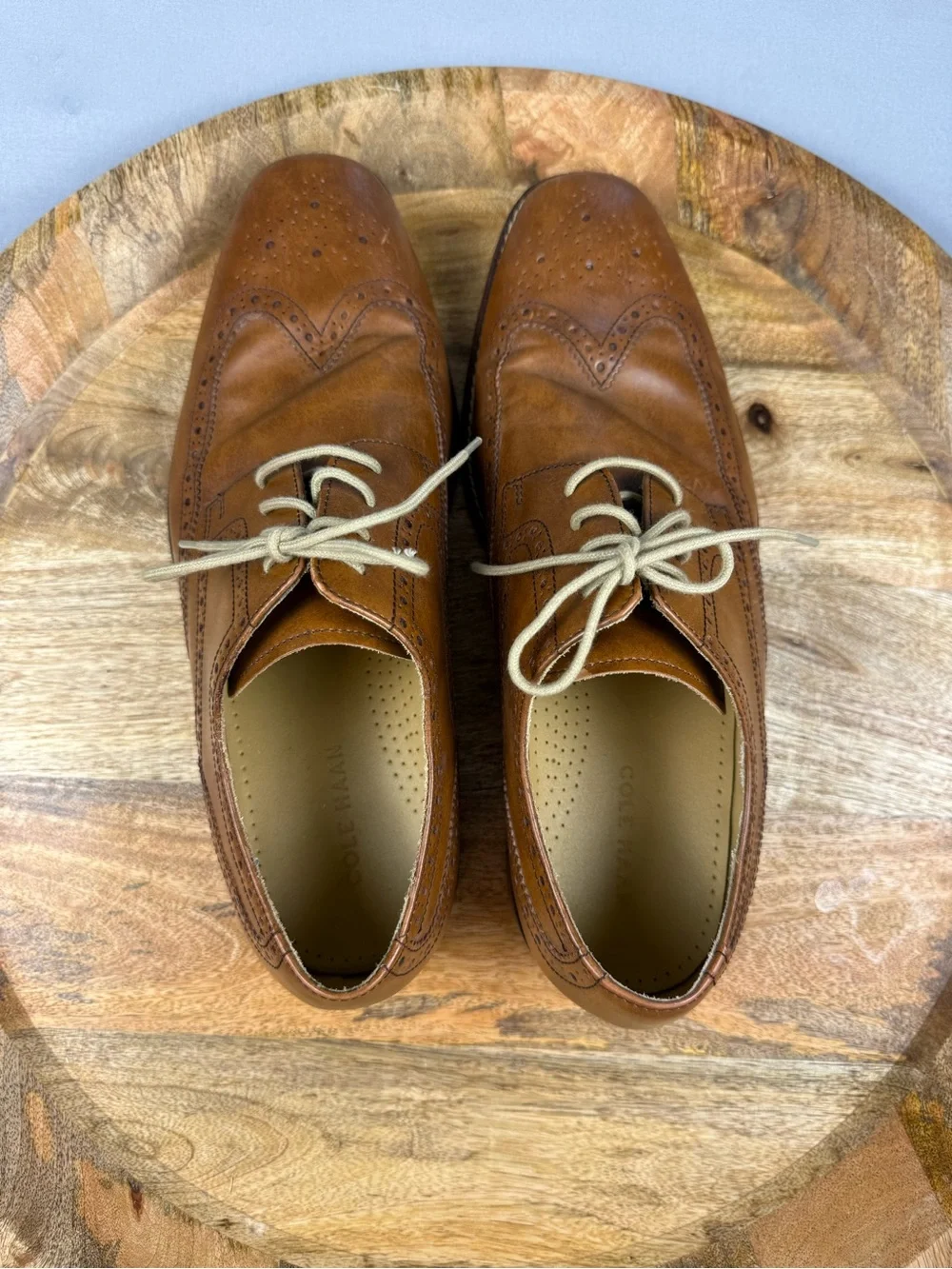 Cole Haan Brown Leather Wingtip Oxfords Men’s 10.5 Wide Dress Shoes